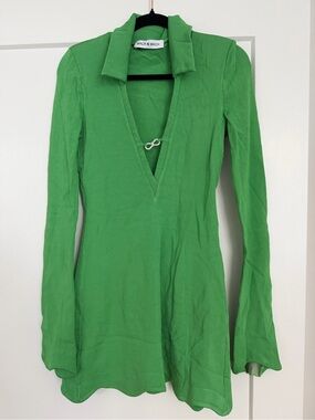 MACH & MACH Green Long-Sleeve V-Neck Tunic Dress
